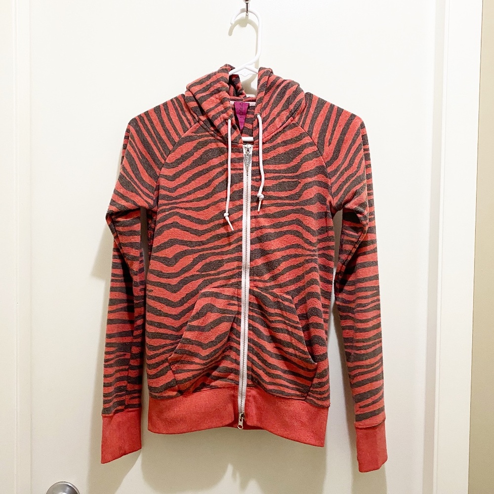 Rare Joyrich Faded Zebra Hoodie Red Black S